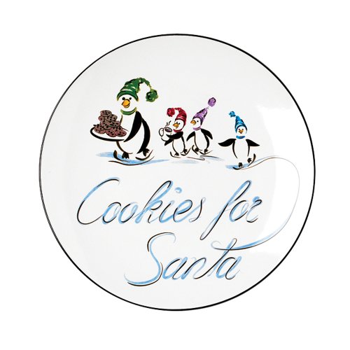Pfaltzgraff Penguin Skate Cookies For Santa Plate