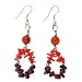 Handmade Red Garnet, Coral & Carnelian Silver Dangle Earrings
