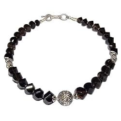 Smoky Quartz Necklace Silver Jewelry 18.5 inches (gnklc320)