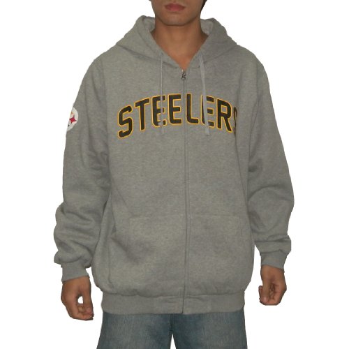 NFL Pittsburgh Steelers Mens Heavy Weight Athletic Warm Zip-Up Hoodie / Sweatshirt Jacket - Grey (Size: M)