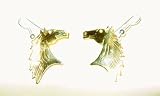 Native American Navajo Sterling Silver Horse Dangle Hook Earrings with gold overlay