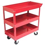 Excel 3-Tray Rolling Metal Tool Cart, Red