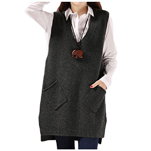ナナコレクション Nana_Collection 2015 秋 ベスト ロング丈 ヒップ丈 ワンピ 前ポケット 重ね着 かわいい Iライン Aライン 無地 トップス デザイン性 シンプル 女性 ニット セーター
