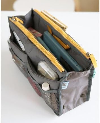 Women Lady Handbag Purse Organizer Insert Multi-function Cosmetic Storage Mp3 Ipad Mini3 Bag in Bag 10 Color (Slate Gray) - XB01008