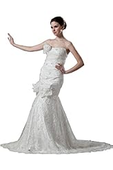 Strapless Full Length Sleeveless Mermaid Lace Wedding Dress  with a Chapel Train 
