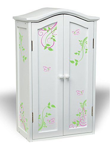 White Swirling Butterflies Wooden Armoire Fits 18 American Girl