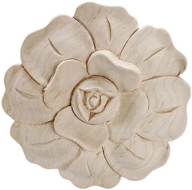 2-7/8 in. x 1/2 in. Unfinished Small Hand Carved North American Solid Hard Maple Wood Onlay Rose Wood Applique