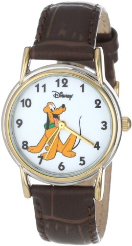 Disney Women's D074S007 Pluto Brown Leather Strap Watch