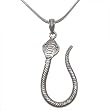 Snake Pendant with Chain Sterling Silver Jewelry Size 2.5 inches