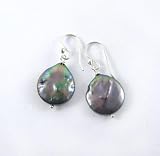 Sterling Silver Coin Pearl Drop Earrings