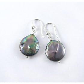 Sterling Silver Coin Pearl Drop Earrings