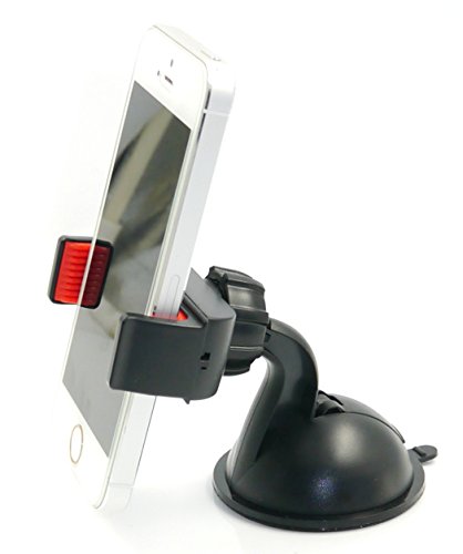 JEBSENS - EasyGRIP Universal Car Mount Holder with Super Sticky Suction Cup for iPhone 6 4S/5/5S/5C, Galaxy S4/S3/S2, Galaxy Note 2, HTC One, Motorola Droid RAZR / MAXX, HTC EVO 4G, HTC One X, LG Revolution, GPS Holder, Smart Phones - Retail Packaging - Black &amp; Red