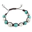Silvertone and Imitation Turquoise Bead Friendship Fashion Bracelet