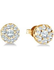 1.00 cttw. Round Diamond Flower Ladies Earrings 14K White Gold