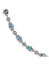 14k Yellow Gold Sterling Silver with 4.57Swiss Blue Topaz 7.5in Bracelet