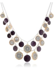 NINE WEST VINTAGE AMERICA "Purple Reign" Two-Tone, Purple Double Row Shaky Necklace, 18"