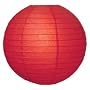 Parallel Ribbed Red 12-Inch Round Paper Lantern