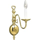 Progress Lighting P3801-10 1-Light Americana Wall Bracket with Delicate Arms and Candelabra Lamps, Polished Brass