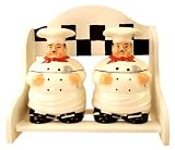 KITCHEN FAT BISTRO 2pc CANISTER SET W/WOOD RACK
