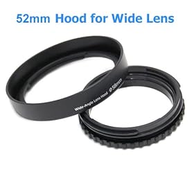 EzFoto 52mm Screw-in Lens Hood for Wide Angle Lens, Brand-New design, 2 parts