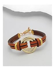 Orange Leather Bracelet In White Base