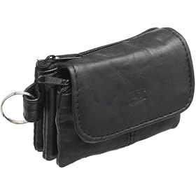 American Tourister Leather Triple Gusset Coin, Id, Key Organizer