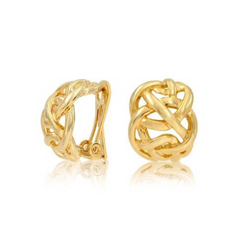 Christmas Gifts Bling Jewelry Gold Plated Celtic Knot Half Hoop Clip On Earrings