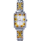 Orange And Red Flower Encircled Murano Millefiori Watch