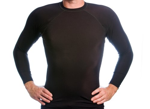 Men's UV Rash Guard Shirt Long Sleeved Black Large