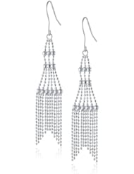 Sterling Silver Sparkle Chain Chandelier French Wire Earrings