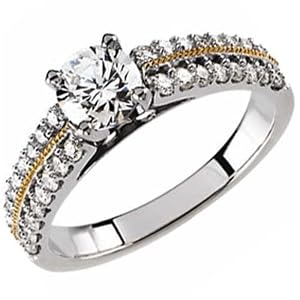 Two Tone Conjure Diamond Ladies Engagement Ring (Center stone is not included)