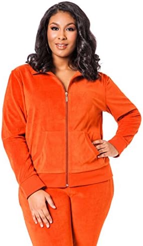 Ashley Stewart Women's Plus Size Velour Mock Neck Jacket - Size: 12, Color: Rooibos