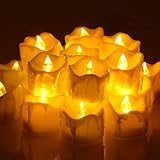 OMGAI LEDキャンドル　クリスマスキャンドル　無煙蝋燭LEDライト 誕生日会やパーティーなどの飾り クリスマス飾り LEDライト　24個入り（アンバー色）　約：60時間以上点灯可能。
