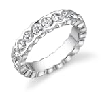 Exquisite Promise: Sterling Silver Rhodium Finish White Crystal Eternity Engagement Stackable Ring
