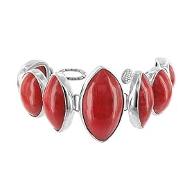 Polished Finish .925 Sterling Silver Coral Link Bracelet 6 6.5 7 Adjustable... by 