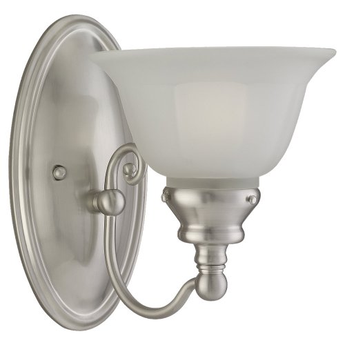 Sea Gull Lighting 44650-962 Single-Light Wall Sconce, Satin Etched Glass Shade and Brushed Nickel