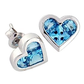 2.30 cttw Genuine Invisible Set Blue Topaz Earrings - 14kt Yellow Gold by Finejewelers