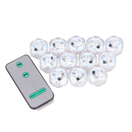 Vktech Lot de 12 lumières/bougies chauffe-plats LED submersibles en forme de fleur pour vase de mariage