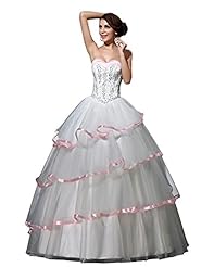 Strapless Sweetheart  Organza Basque Corset   Waistline Lace Floor Length  Ball Gown  Dress