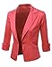 Doublju Womens 3/4 Sleeve Peaked Collar Cropped Blazer
