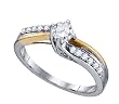 Stunning 14k. 1/2 CTW. Two Tone Gold Round Cut Diamond Engagement / Bridal Ring Ring " Size 7 "