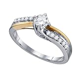 Stunning 14k. 1/2 CTW. Two Tone Gold Round Cut Diamond Engagement / Bridal Ring Ring " Size 7 "