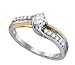 Stunning 14k. 1/2 CTW. Two Tone Gold Round Cut Diamond Engagement / Bridal Ring Ring " Size 7 "