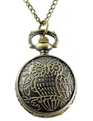 Youyoupifa Wholesale 5pcs/lot Retro Design Full Hunter Design Bronze Owl Pattern Cover Pocket Quartz Watch NBW0PA7100-CO3