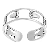 Sterling Silver Women's Feet Pattern Toe Ring Hypoallergenic Nickel Free .925 Stamp Adjustable Size