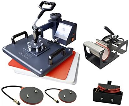 5 in 1 Digital Heat Press Machine Multifunctional Transfer Sublimation for T-Shirt Mug Cup Hat Cap 15"X12" Heat Platen
