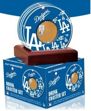 Los Angeles Dodgers unsigned Coasters With Game Used Dirt (Set of 4)- MLB Hologram