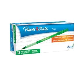 Paper Mate Write Bros. Grip Stick Medium Point Ballpoint Pens, 12 Green Ink Pens (8808487)