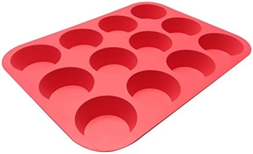 Silicone 12-Cup Muffin Pan, Red by GiftKoncepts