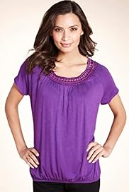Short Sleeve Crochet Neckline Top